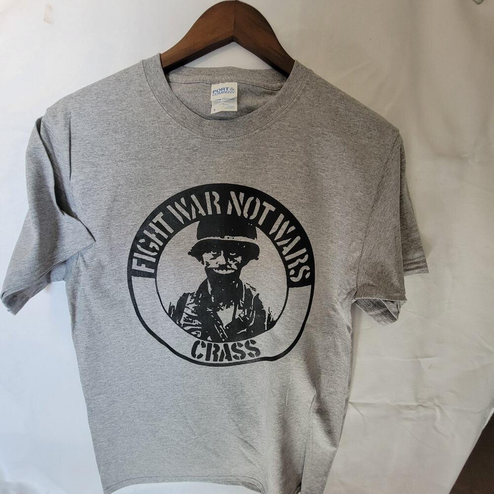 Crass fight war not wars  band t shirt  size small sport gray